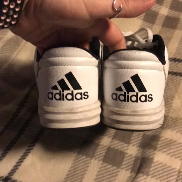 Adidas white and black 3 stripe tennis shoes - Picture 2 of 7